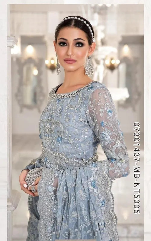 MARIA B ⏐ 07301437-MB-NT5005 ⏐ NET FABRIC ⏐ EMBROIDERED ⏐ UNSTITCHED SAREE