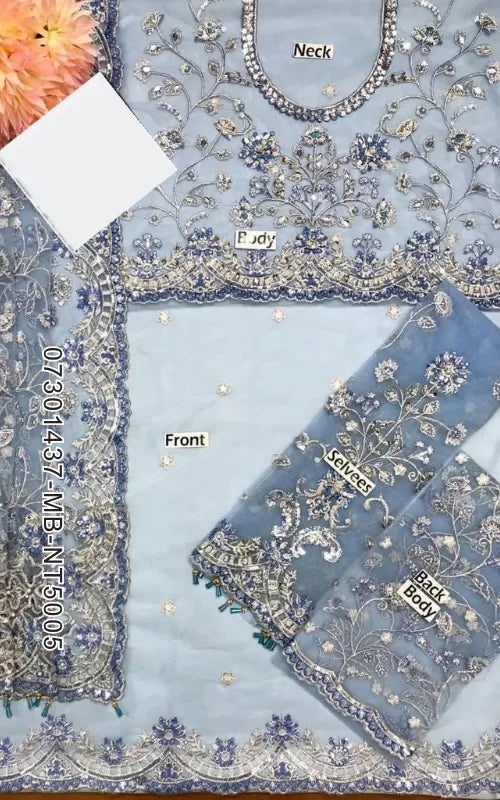 MARIA B ⏐ 07301437-MB-NT5005 ⏐ NET FABRIC ⏐ EMBROIDERED ⏐ UNSTITCHED SAREE