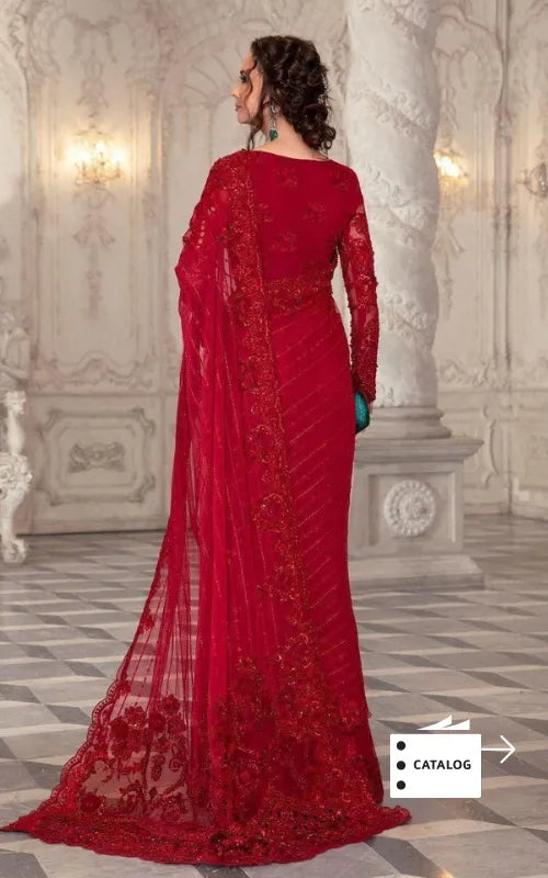 MARIA B ⏐ 07301429-MB-NT5002 ⏐ NET FABRIC ⏐ EMBROIDERED ⏐ UNSTITCHED SAREE