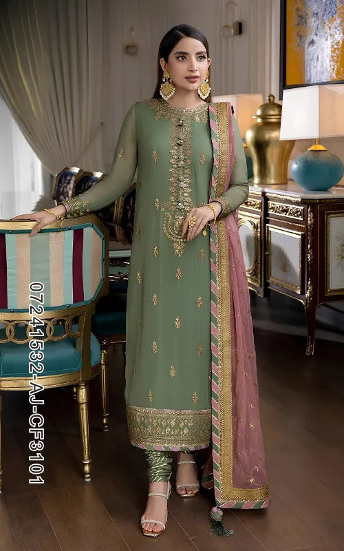 ASIM JOFA ⏐ 07241532-AJ-CF3101 ⏐ CHIFFON FABRIC ⏐ EMBROIDERED