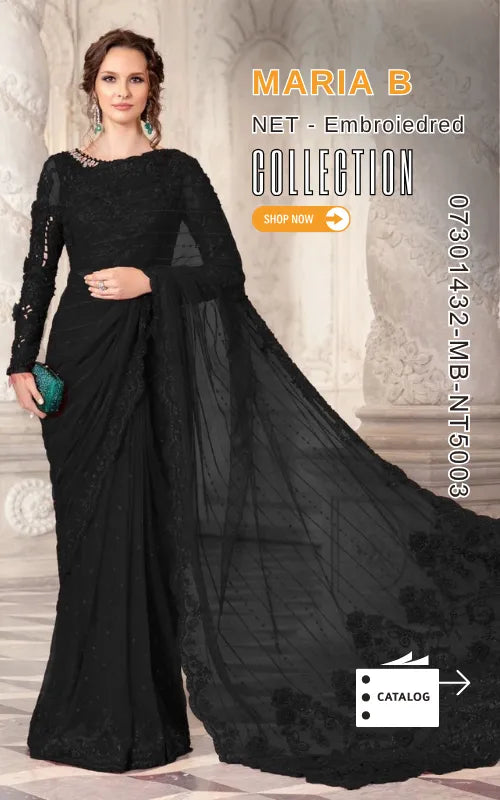 MARIA B ⏐ 07301432-MB-NT5003 ⏐ NET FABRIC ⏐ EMBROIDERED ⏐ UNSTITCHED SAREE