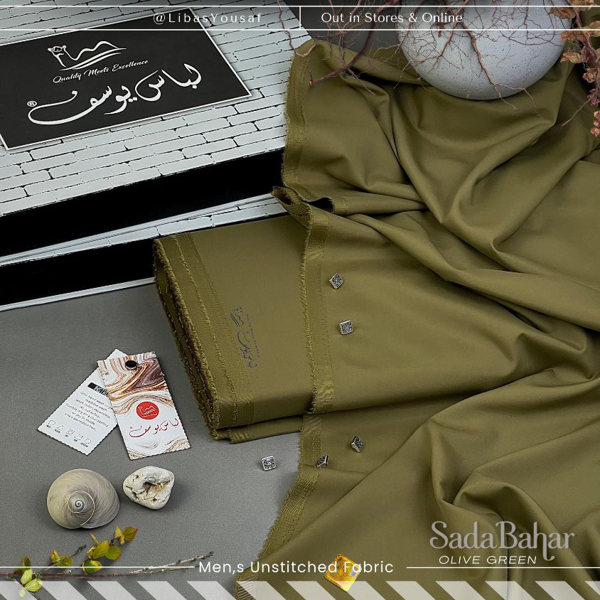 SADA BAHAR | Crafted by Libas e Yousaf | Wash & Wear | Four Season | Olive Green