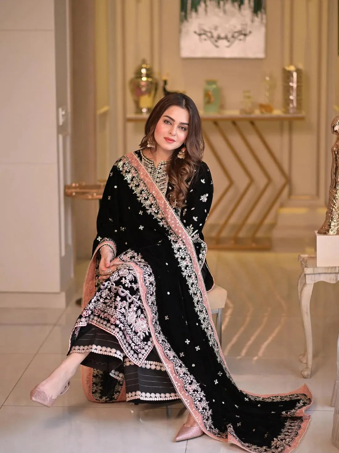 Aneela’s Luxury Embroidered Chiffon Wedding Suit