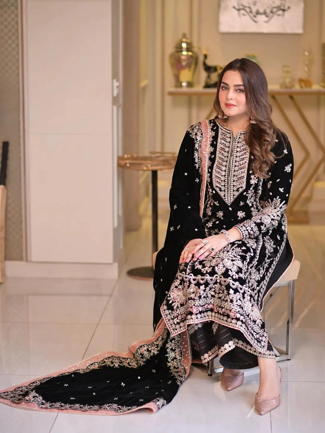Aneela’s Luxury Embroidered Chiffon Wedding Suit