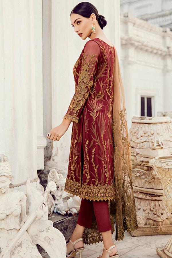 IZNIK Colour Chiffon suit with heavy net embroidery dupatta