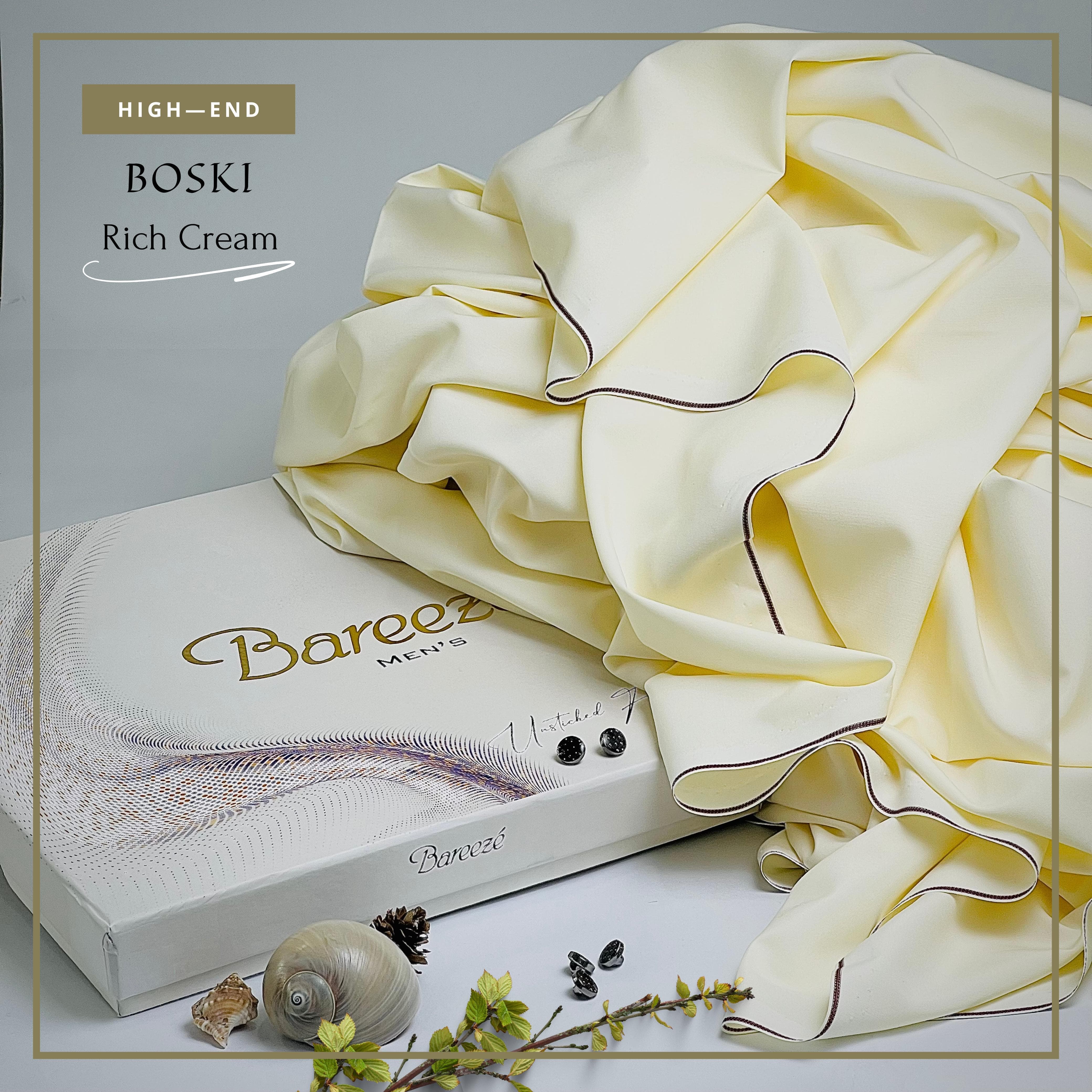 BAREEZE' MAN Microfiber Boski - Rich Cream Unstitched Suit