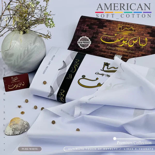 AMERICAN SOFT COTTON | UNSTITCHED | PURE WHITE