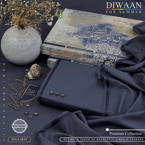 DIWAAN | Crafted by Libas e Yousaf | Wash & Wear | Summer || Space Gray