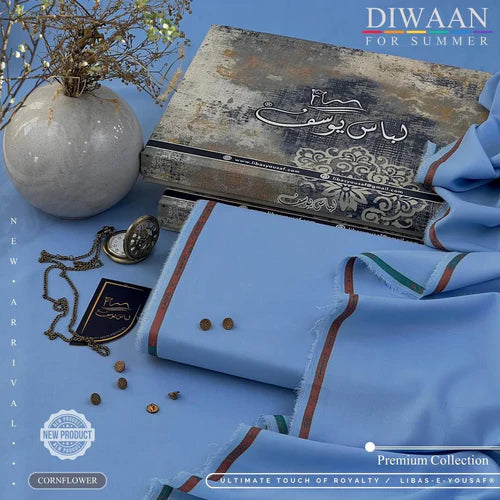 DIWAAN | Crafted by Libas e Yousaf | Wash & Wear | Summer |Cornflower