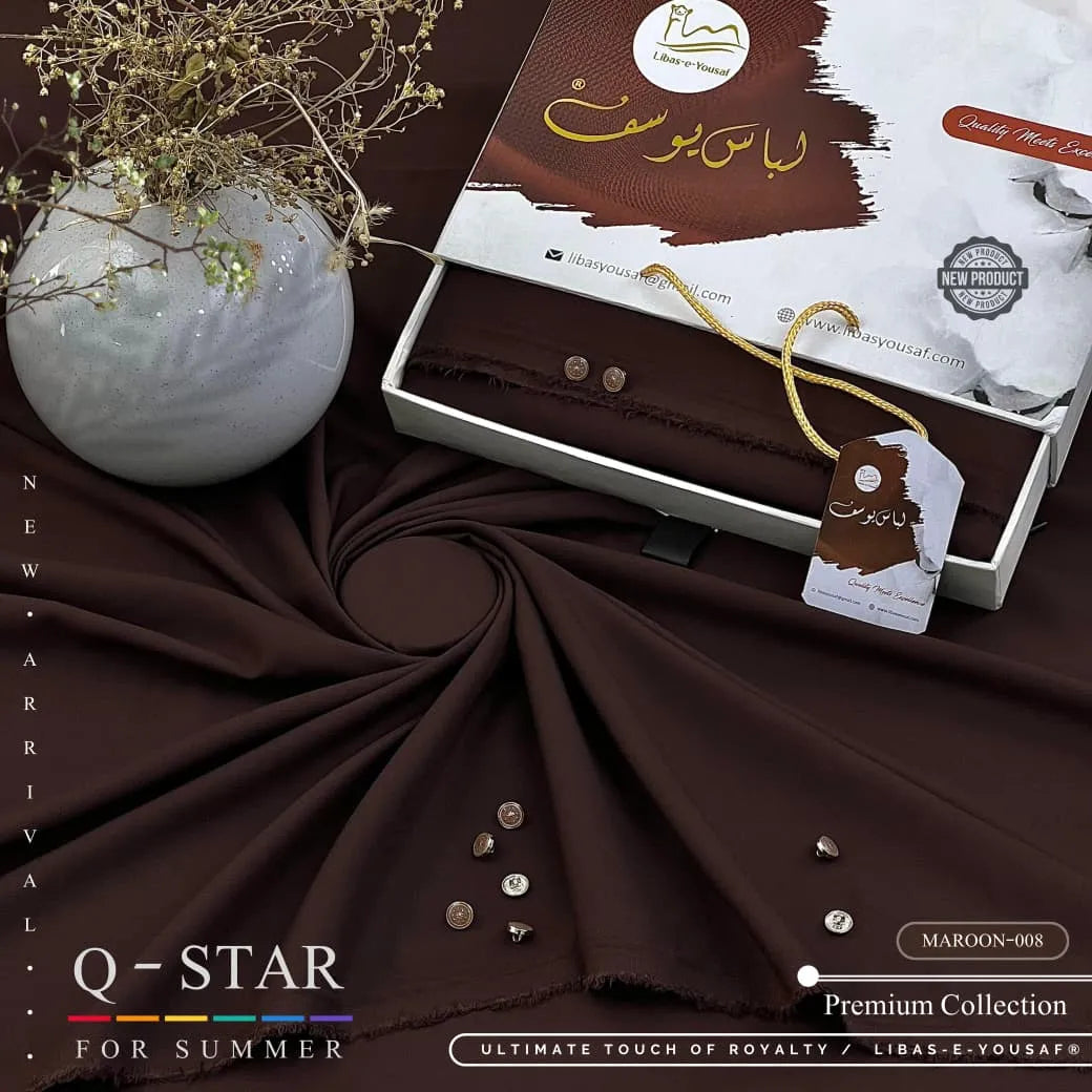 Q Star | By Libas e Yousaf | Wash & Wear | Maroon - 008