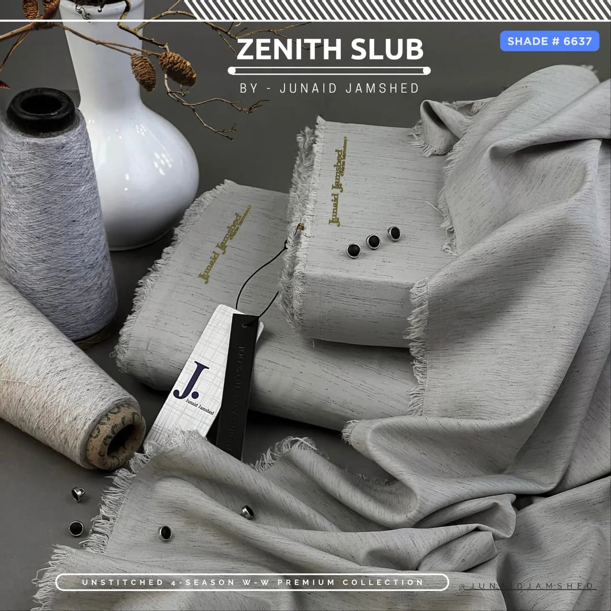 Zenith Slub Wash'n Wear | J. by Junaid Jamshed | 4-Season | Shade # 6637