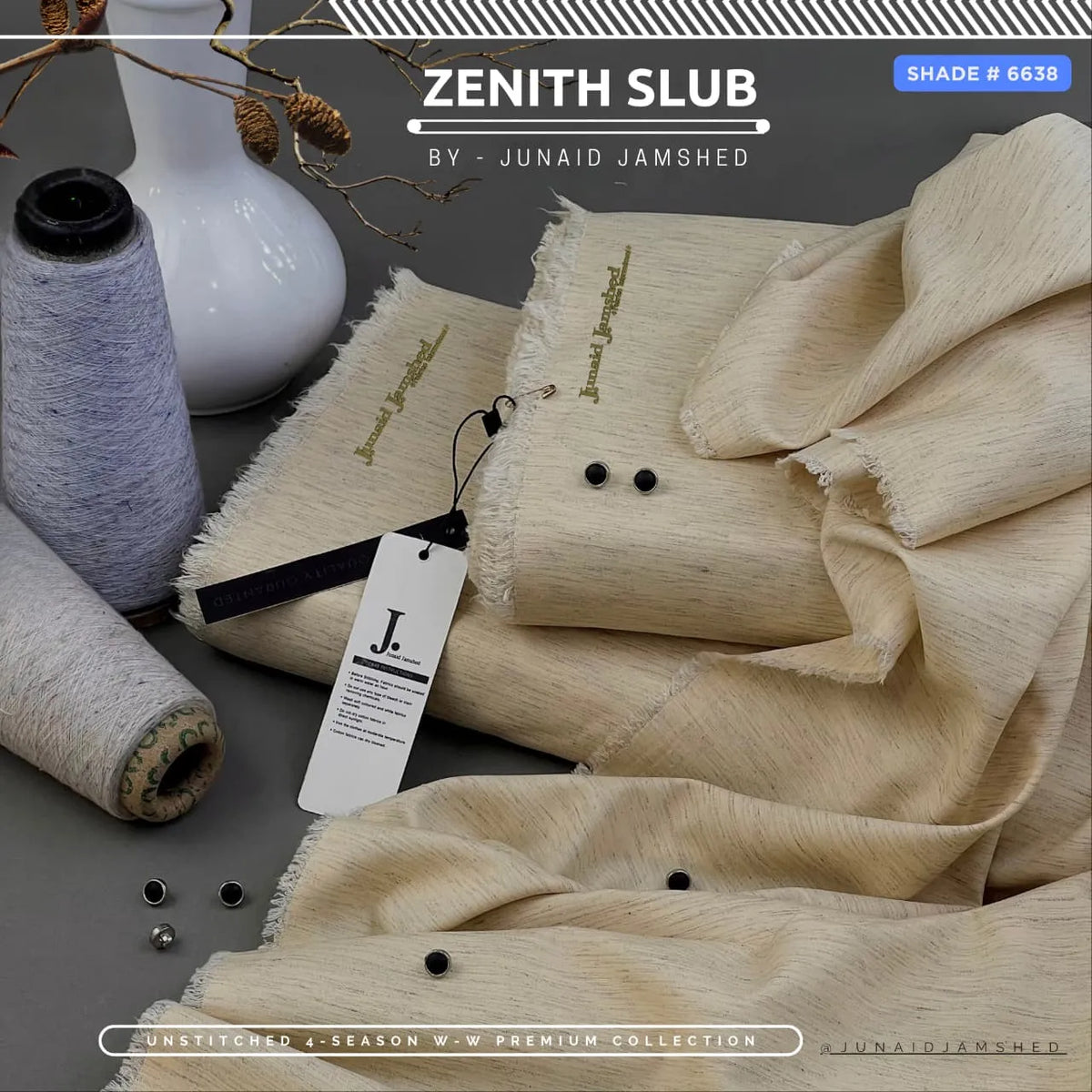 Zenith Slub Wash'n Wear | J. by Junaid Jamshed | 4-Season | Shade # 6638
