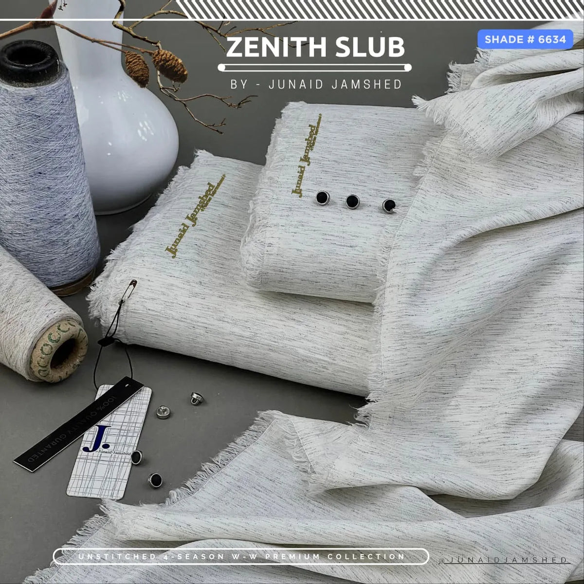 Zenith Slub Wash'n Wear | J. by Junaid Jamshed | 4-Season | Shade # 6634