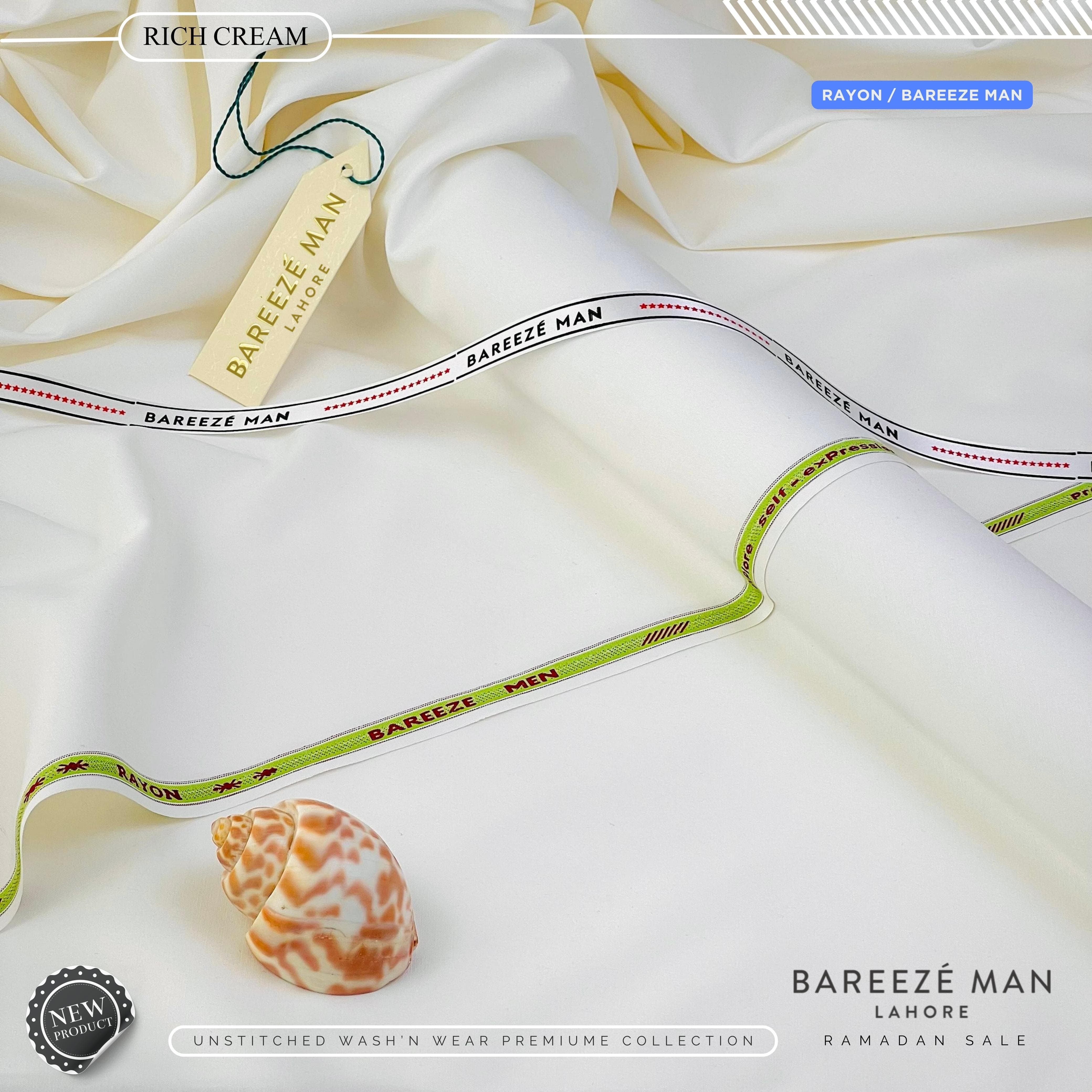 BAREEZE' MAN - Premium Rayon Boski (Summer Collection) - RICH CREAM