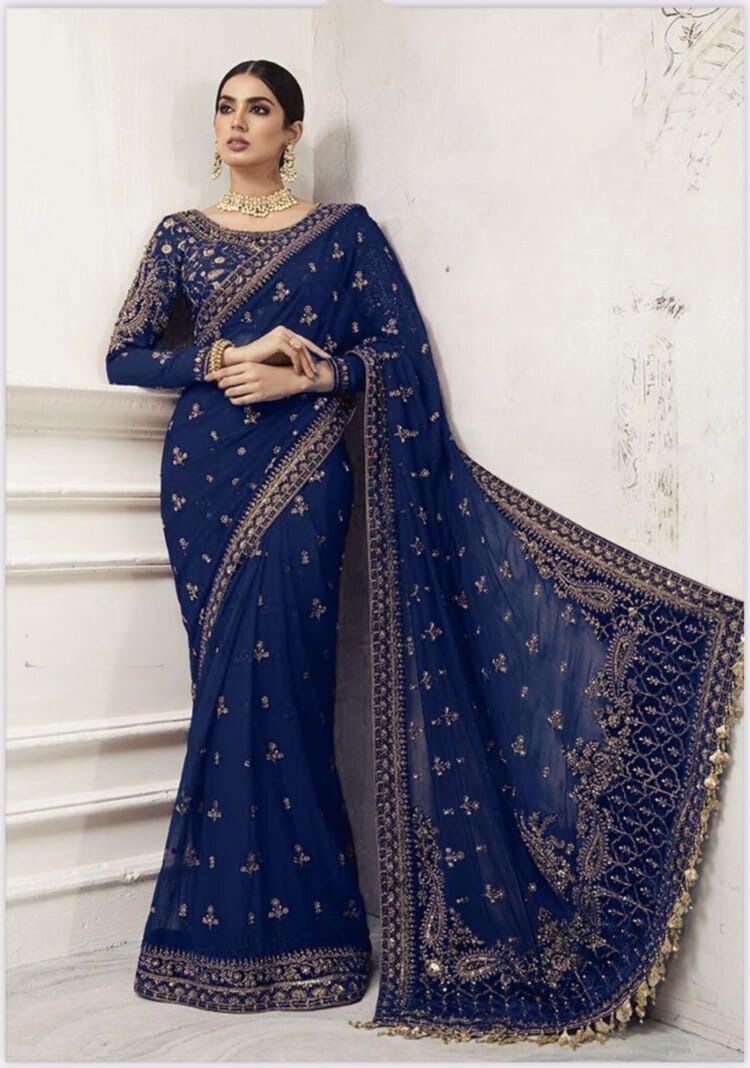 Maria B Saree Exclusive Master Blaster Sarhee 916 BLUE