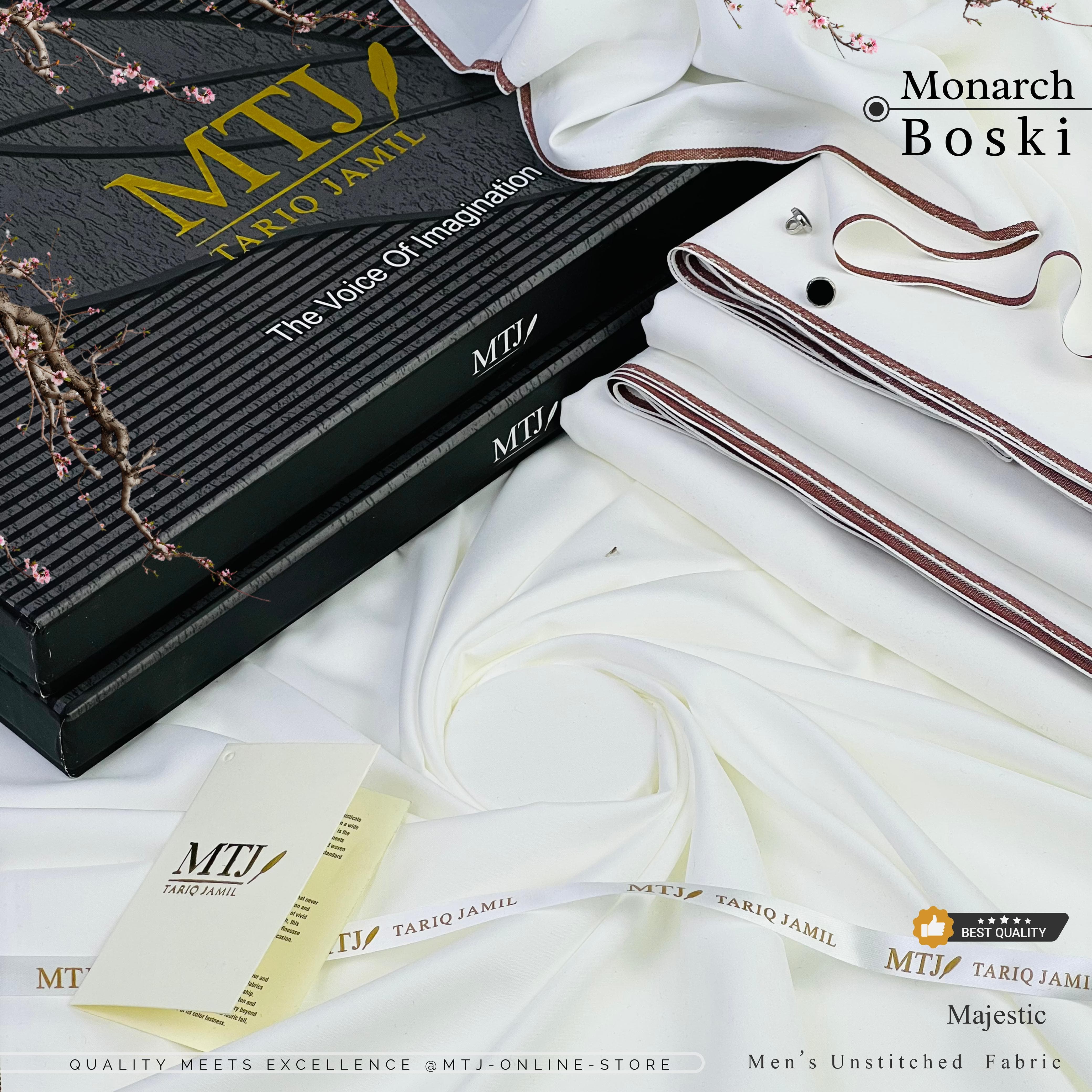 MTJ Monarch Boski ⏐ PEARL WHITE( Unstitched ) Suit