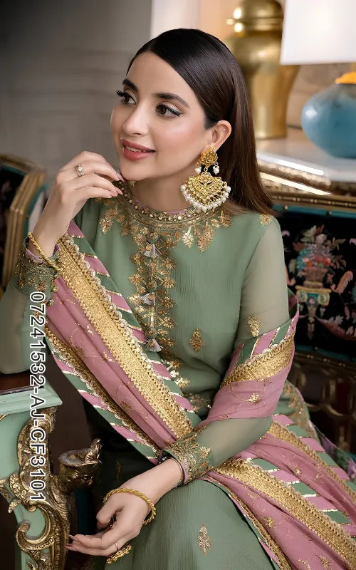 ASIM JOFA ⏐ 07241532-AJ-CF3101 ⏐ CHIFFON FABRIC ⏐ EMBROIDERED