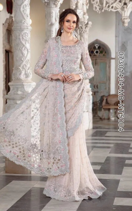 MARIA B ⏐ 07301434-MB-NT5004 ⏐ NET FABRIC ⏐ EMBROIDERED ⏐ UNSTITCHED SAREE