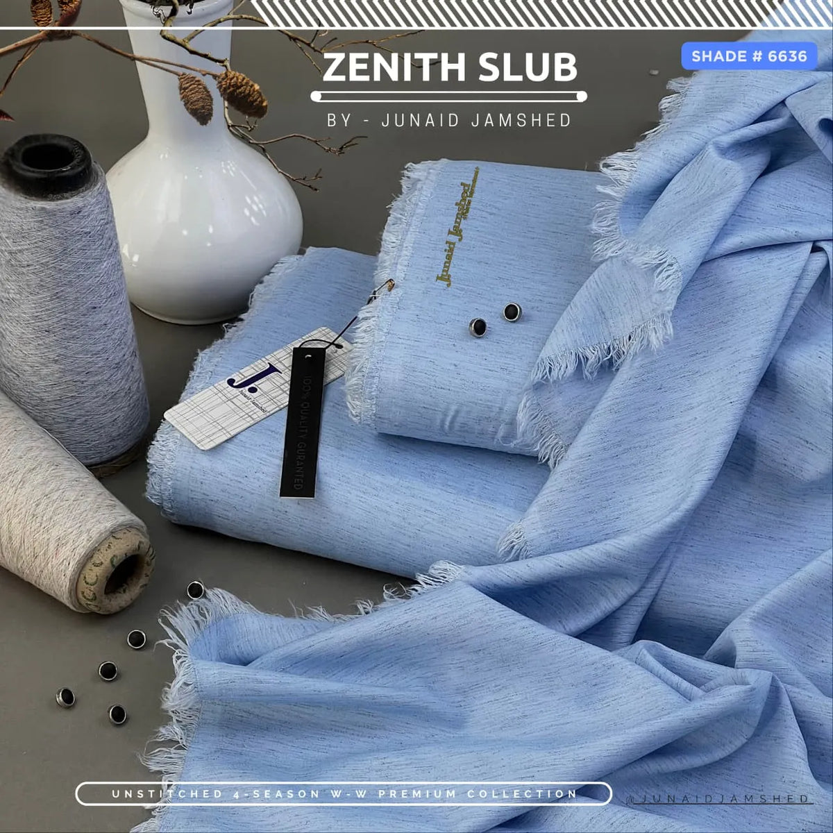Zenith Slub Wash'n Wear | J. by Junaid Jamshed | 4-Season | Shade # 6636