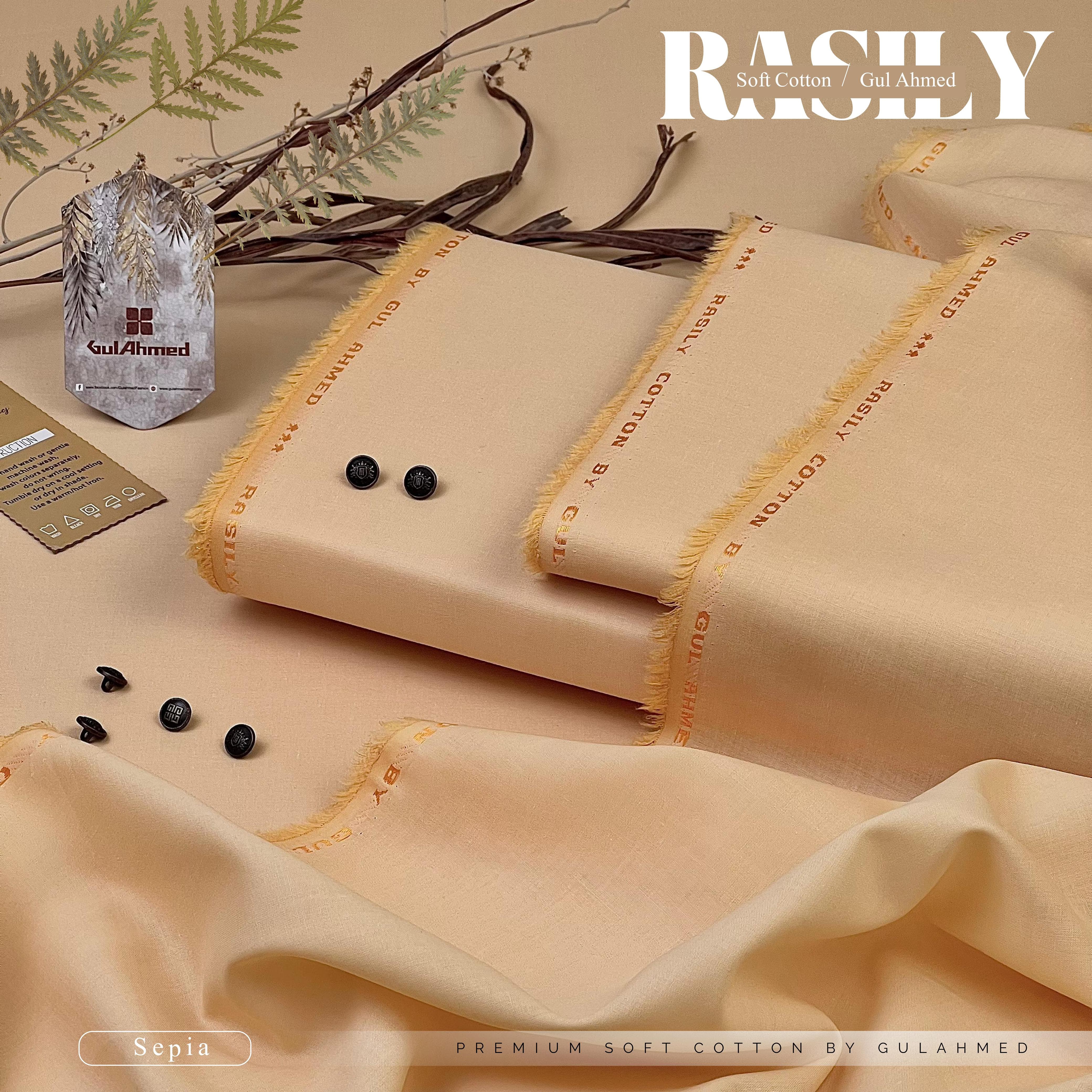 RASILY GUL AHMAD Soft   CottonUnstitched(Sepia)