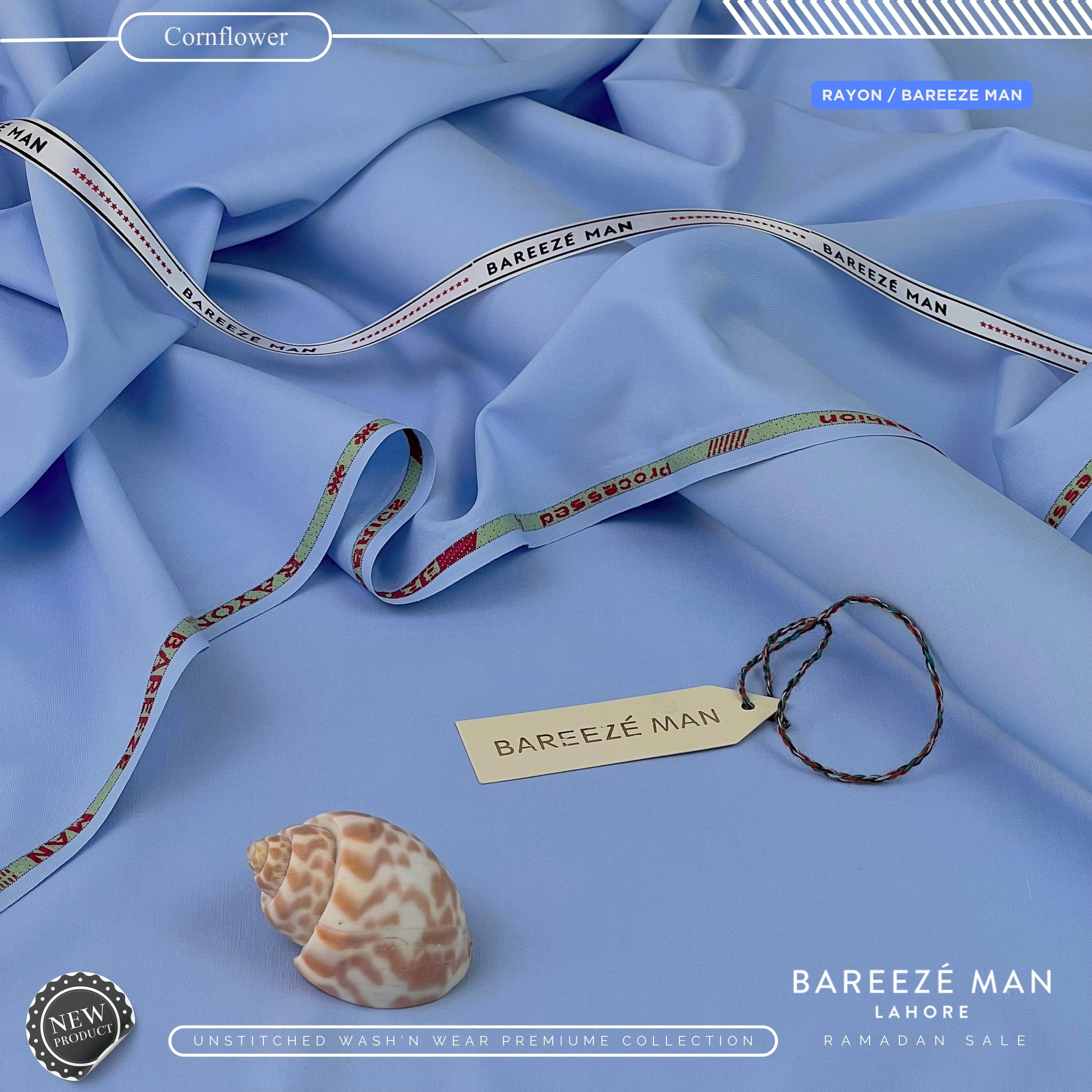 BAREEZE' MAN - Premium Rayon Wash'n Wear (Summer Collection) - CORNFLOWER