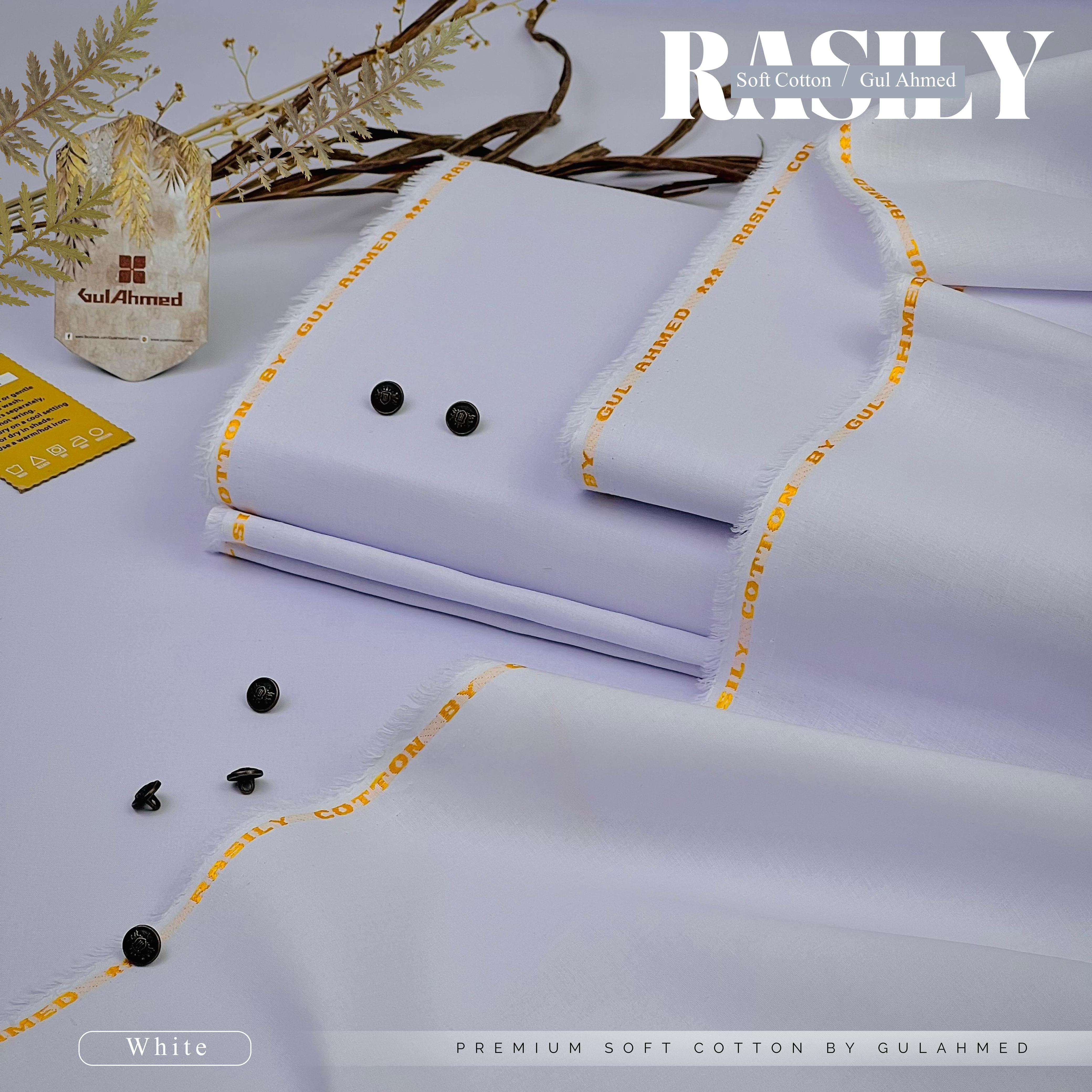 RASILY GUL AHMAD Soft   CottonUnstitched(White 🤍)